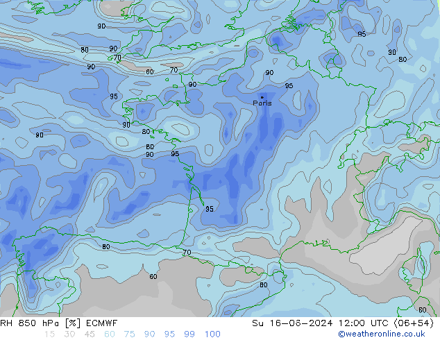 RH 850 hPa ECMWF So 16.06.2024 12 UTC