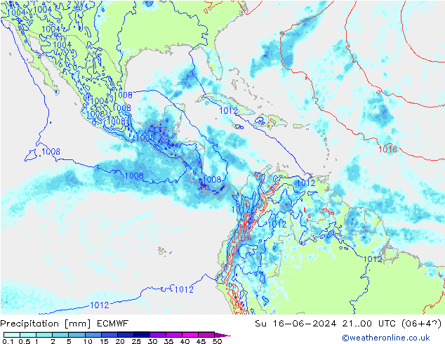Precipitazione ECMWF dom 16.06.2024 00 UTC