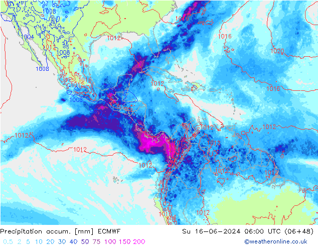 Precipitation accum. ECMWF Su 16.06.2024 06 UTC