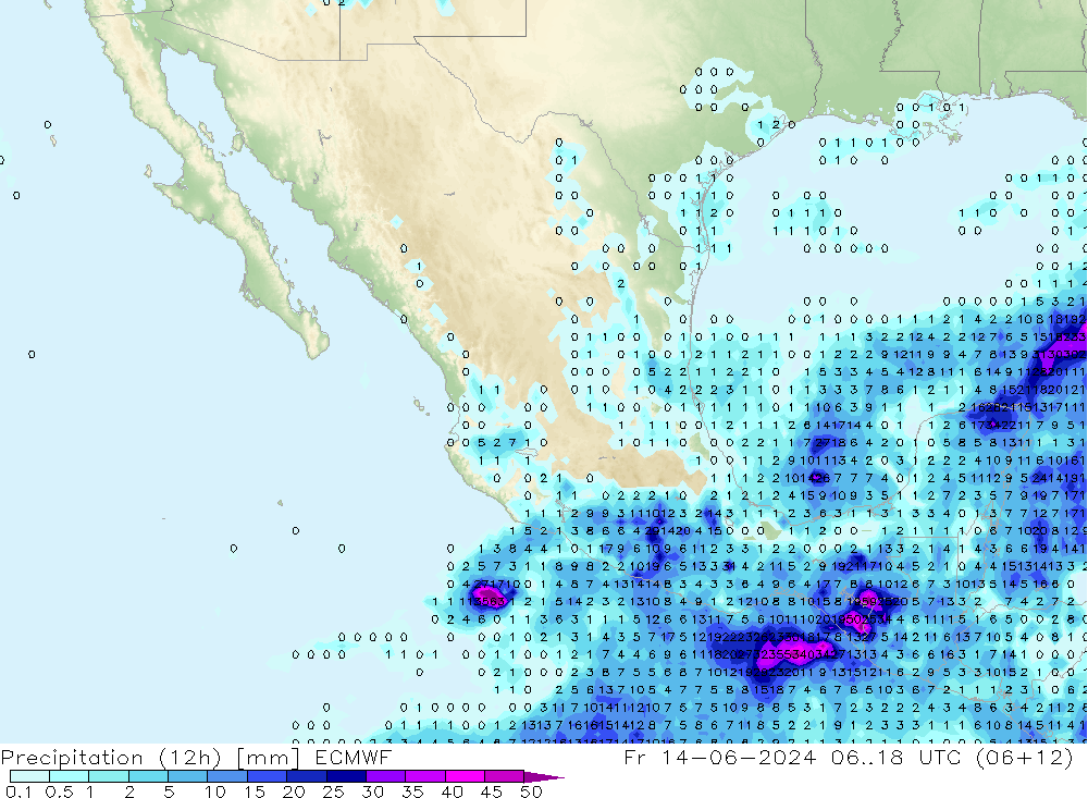 Precipitazione (12h) ECMWF ven 14.06.2024 18 UTC