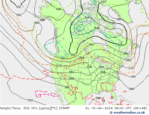 Z500/Rain (+SLP)/Z850 ECMWF dom 16.06.2024 06 UTC