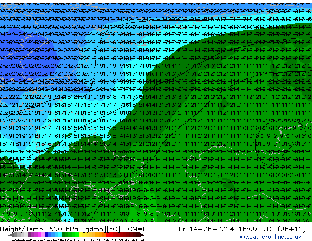 Z500/Rain (+SLP)/Z850 ECMWF Fr 14.06.2024 18 UTC