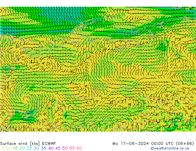 Vento 10 m ECMWF Seg 17.06.2024 00 UTC