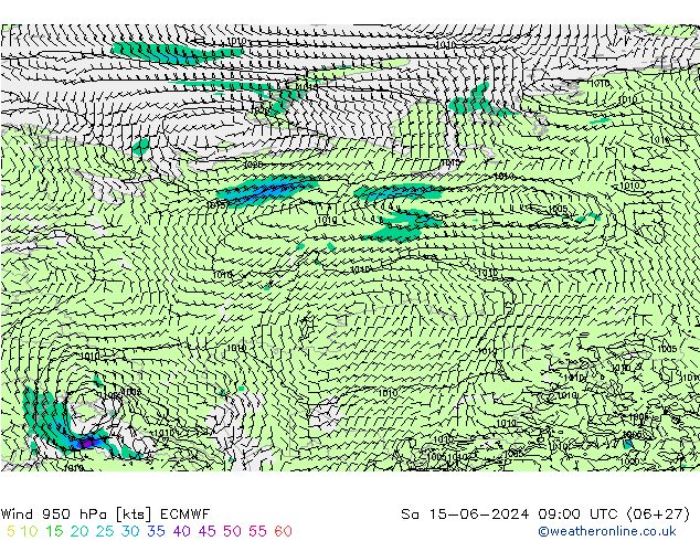 Wind 950 hPa ECMWF Sa 15.06.2024 09 UTC