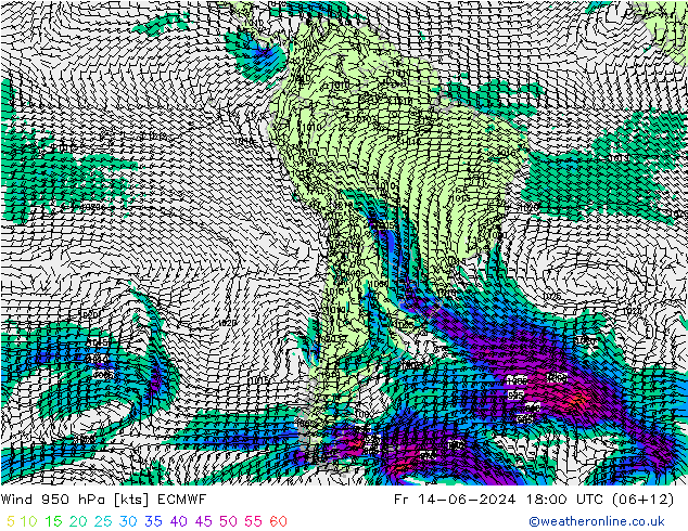 Wind 950 hPa ECMWF Fr 14.06.2024 18 UTC