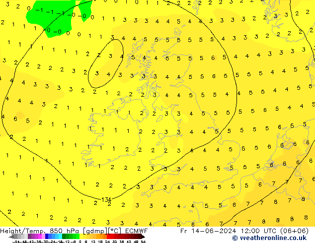 Z500/Rain (+SLP)/Z850 ECMWF Fr 14.06.2024 12 UTC