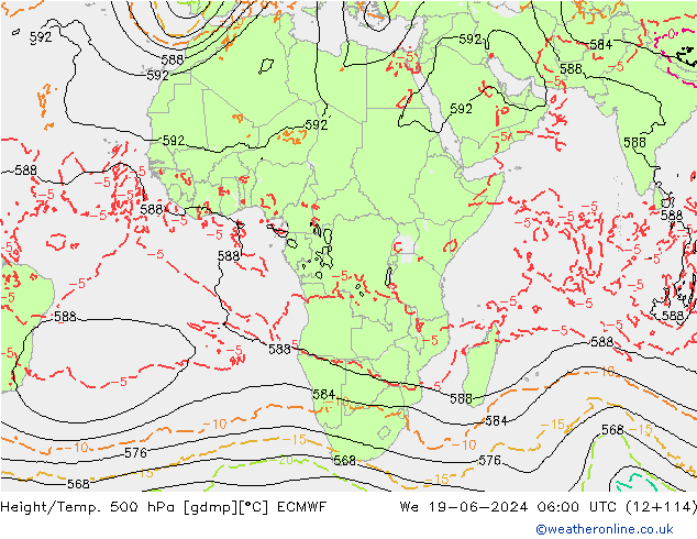 Z500/Rain (+SLP)/Z850 ECMWF mer 19.06.2024 06 UTC