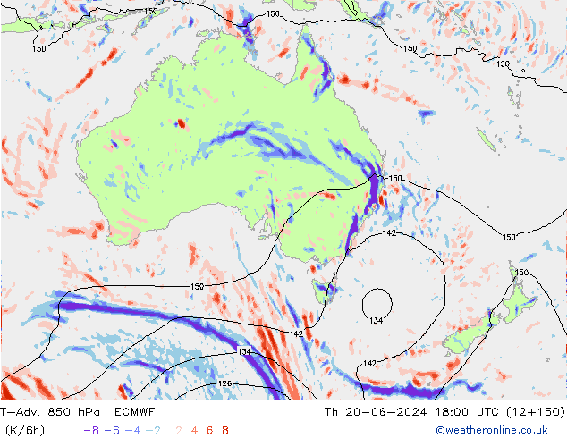 T-Adv. 850 hPa ECMWF czw. 20.06.2024 18 UTC