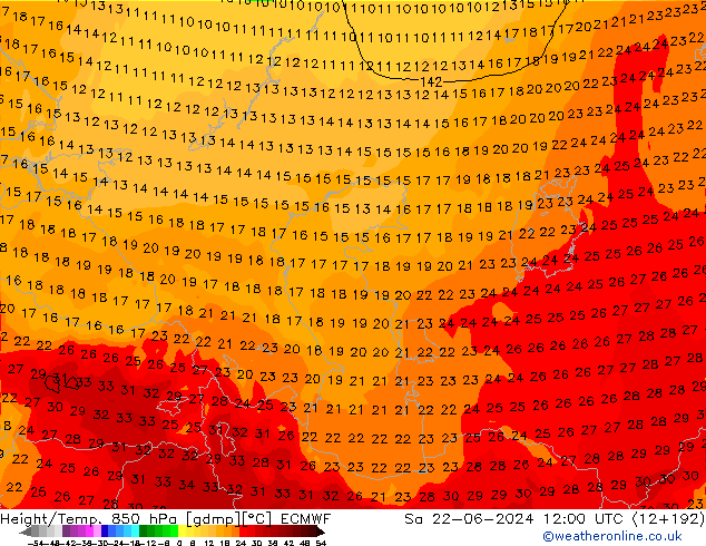 Z500/Rain (+SLP)/Z850 ECMWF sáb 22.06.2024 12 UTC