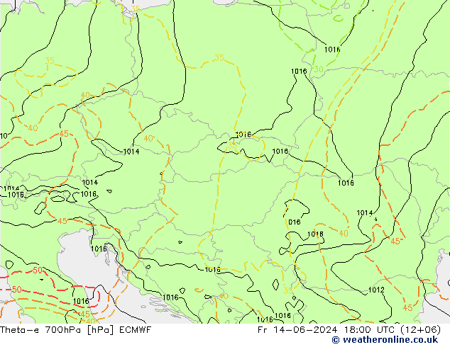 Theta-e 700hPa ECMWF vr 14.06.2024 18 UTC