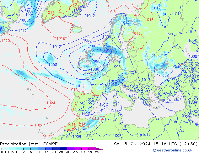 Neerslag ECMWF za 15.06.2024 18 UTC