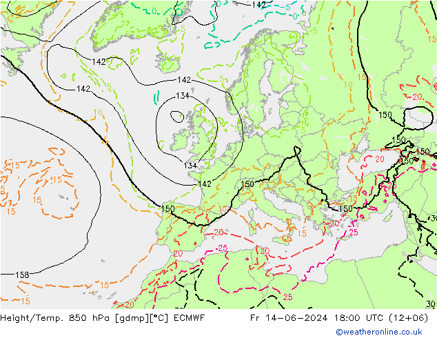 Z500/Regen(+SLP)/Z850 ECMWF vr 14.06.2024 18 UTC