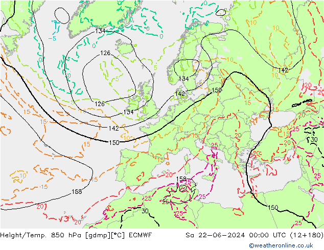 Z500/Rain (+SLP)/Z850 ECMWF sam 22.06.2024 00 UTC