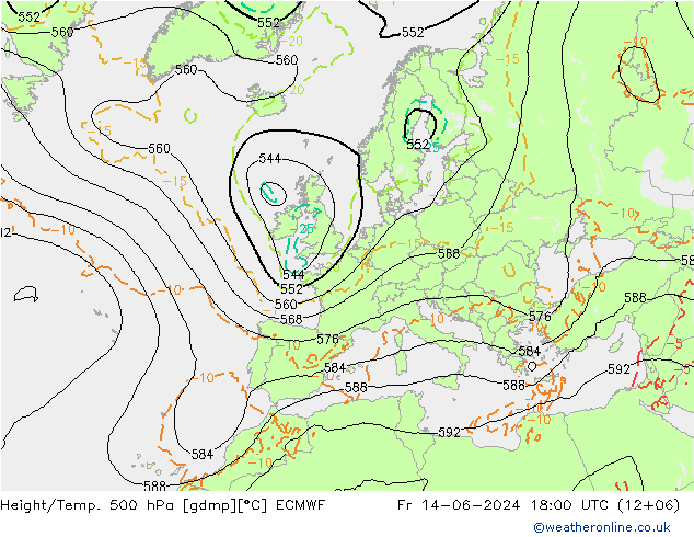 Yükseklik/Sıc. 500 hPa ECMWF Cu 14.06.2024 18 UTC