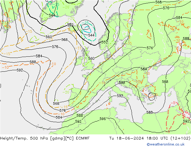 Z500/Rain (+SLP)/Z850 ECMWF mar 18.06.2024 18 UTC