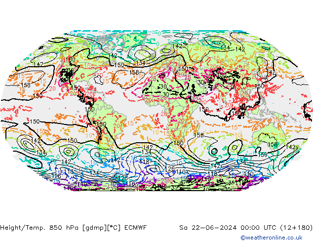 Z500/Rain (+SLP)/Z850 ECMWF So 22.06.2024 00 UTC