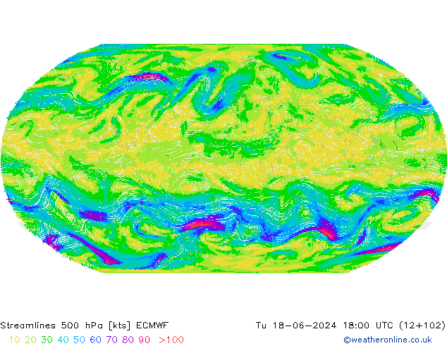 ветер 500 гПа ECMWF вт 18.06.2024 18 UTC