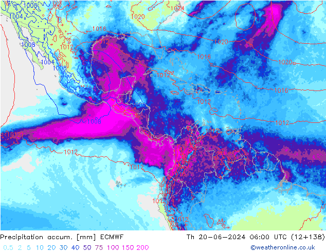 Precipitation accum. ECMWF Th 20.06.2024 06 UTC