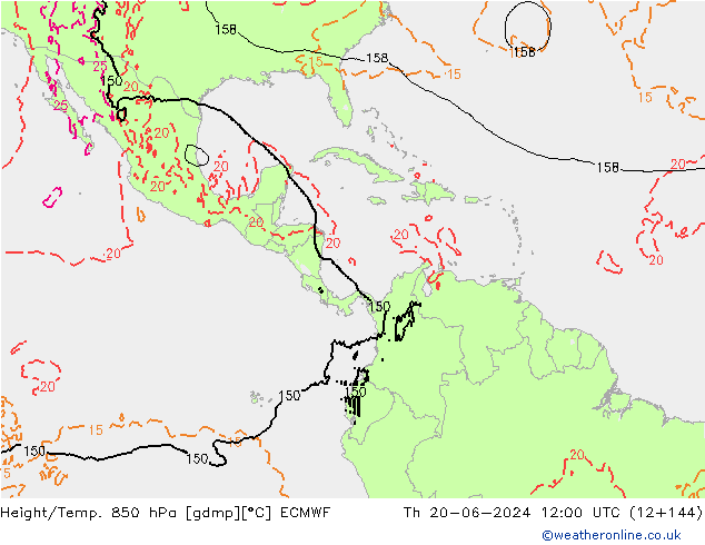 Z500/Rain (+SLP)/Z850 ECMWF jue 20.06.2024 12 UTC