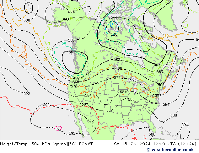 Z500/Rain (+SLP)/Z850 ECMWF so. 15.06.2024 12 UTC