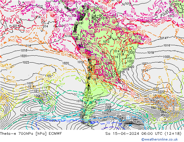 Theta-e 700hPa ECMWF Cts 15.06.2024 06 UTC