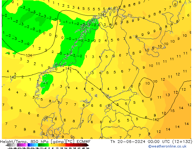 Z500/Rain (+SLP)/Z850 ECMWF чт 20.06.2024 00 UTC