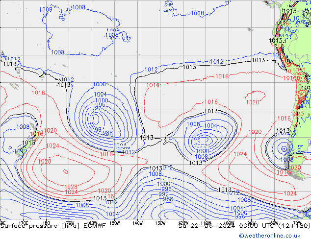 Yer basıncı ECMWF Cts 22.06.2024 00 UTC