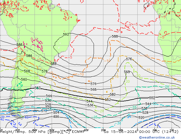 Z500/Rain (+SLP)/Z850 ECMWF sab 15.06.2024 00 UTC