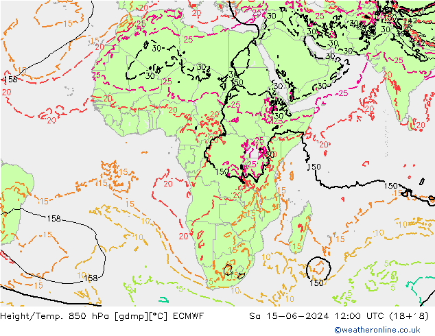 Z500/Regen(+SLP)/Z850 ECMWF za 15.06.2024 12 UTC