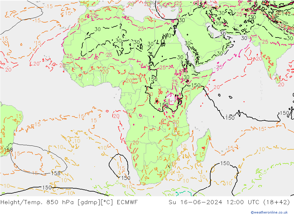 Géop./Temp. 850 hPa ECMWF dim 16.06.2024 12 UTC
