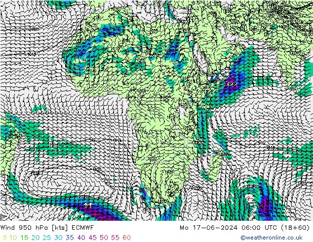 Prec 6h/Wind 10m/950 ECMWF Seg 17.06.2024 06 UTC