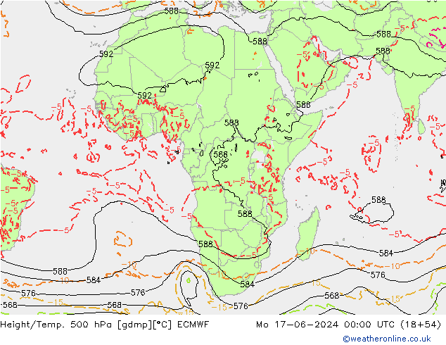 Z500/Rain (+SLP)/Z850 ECMWF pon. 17.06.2024 00 UTC