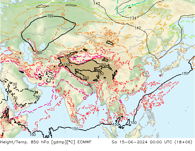 Z500/Rain (+SLP)/Z850 ECMWF sab 15.06.2024 00 UTC