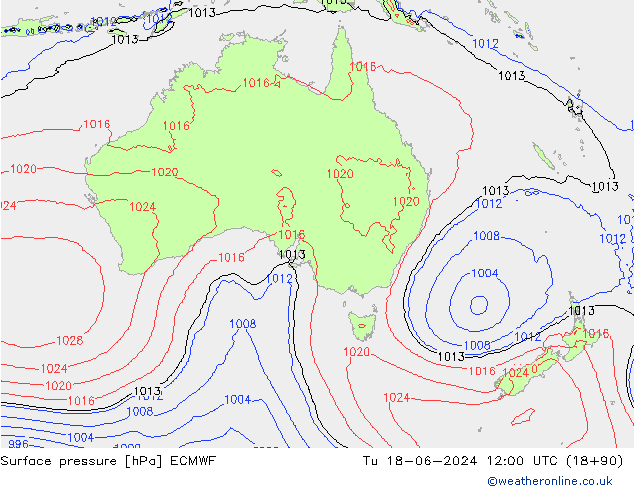 ciśnienie ECMWF wto. 18.06.2024 12 UTC
