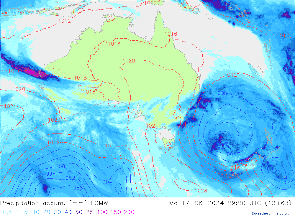 Précipitation accum. ECMWF lun 17.06.2024 09 UTC