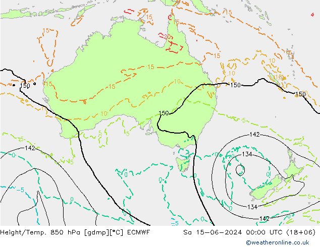 Z500/Yağmur (+YB)/Z850 ECMWF Cts 15.06.2024 00 UTC