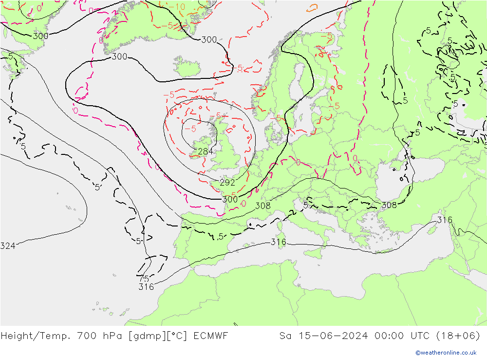 Height/Temp. 700 hPa ECMWF Sa 15.06.2024 00 UTC