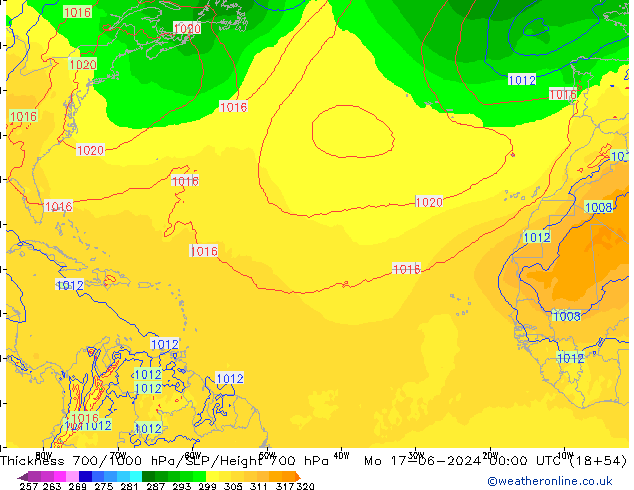 Schichtdicke 700-1000 hPa ECMWF Mo 17.06.2024 00 UTC