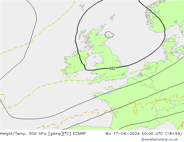 Z500/Rain (+SLP)/Z850 ECMWF пн 17.06.2024 00 UTC