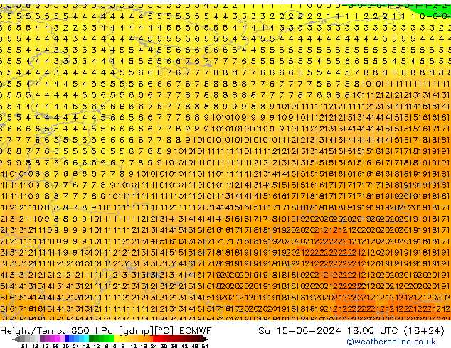 Z500/Regen(+SLP)/Z850 ECMWF za 15.06.2024 18 UTC