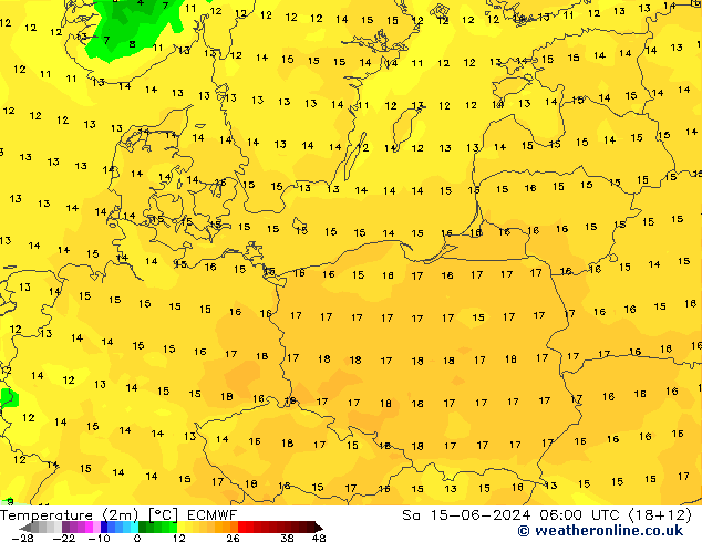 Sıcaklık Haritası (2m) ECMWF Cts 15.06.2024 06 UTC