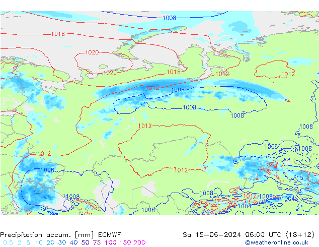 Totale neerslag ECMWF za 15.06.2024 06 UTC