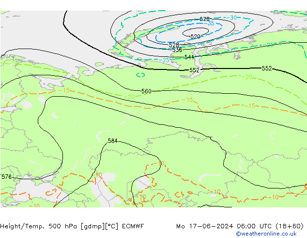 Z500/Yağmur (+YB)/Z850 ECMWF Pzt 17.06.2024 06 UTC