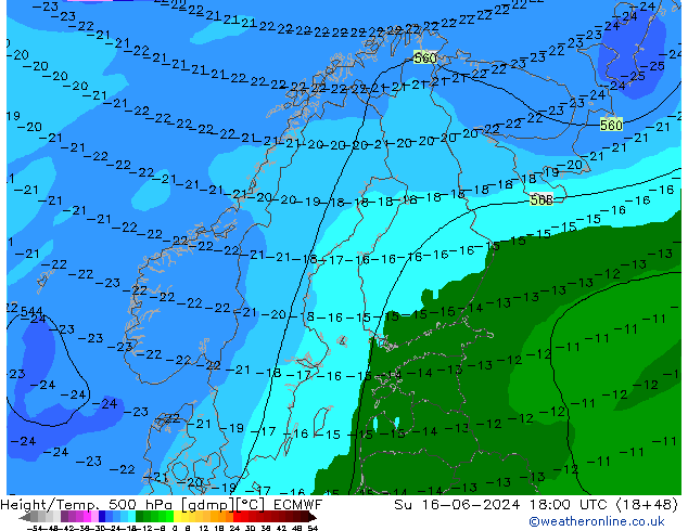 Z500/Rain (+SLP)/Z850 ECMWF Su 16.06.2024 18 UTC