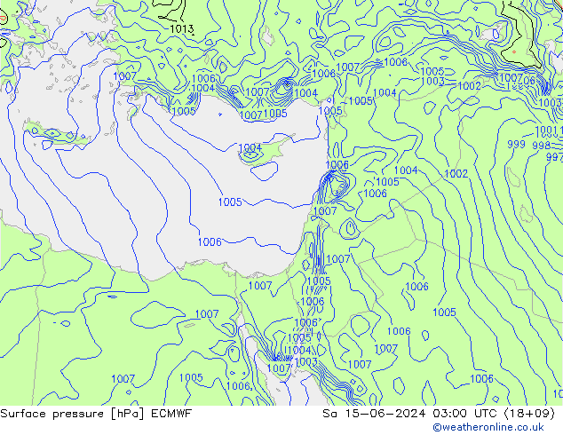 Bodendruck ECMWF Sa 15.06.2024 03 UTC