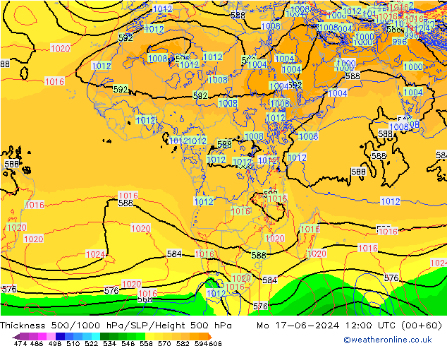 Thck 500-1000hPa ECMWF Po 17.06.2024 12 UTC