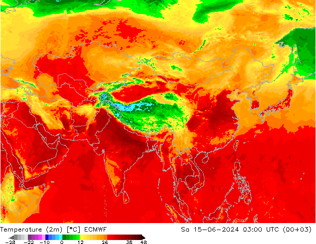 Temperature (2m) ECMWF So 15.06.2024 03 UTC