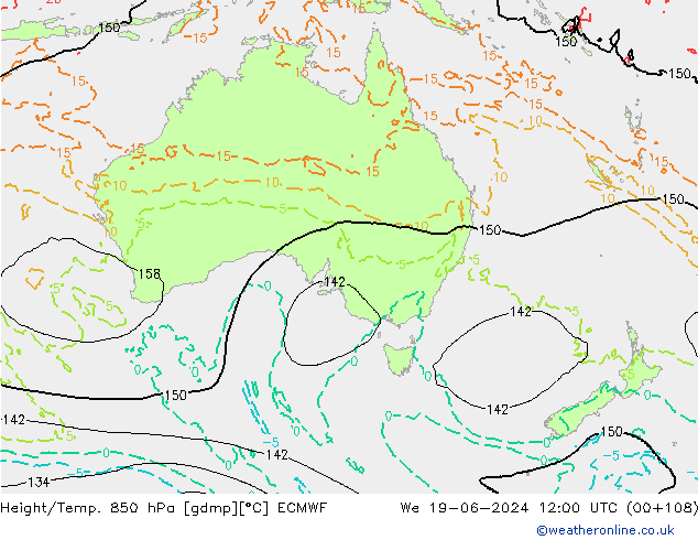 Height/Temp. 850 hPa ECMWF  19.06.2024 12 UTC