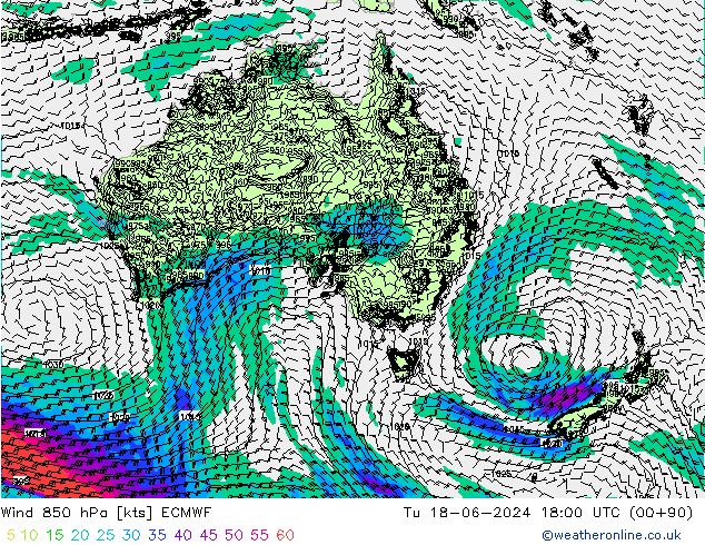 Vent 850 hPa ECMWF mar 18.06.2024 18 UTC