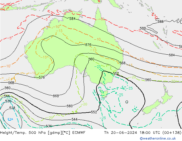 Z500/Rain (+SLP)/Z850 ECMWF jue 20.06.2024 18 UTC